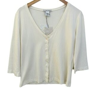 Jillian Jones Top Cream Large NWT‎ Classic Business Casual Minimalist Soft